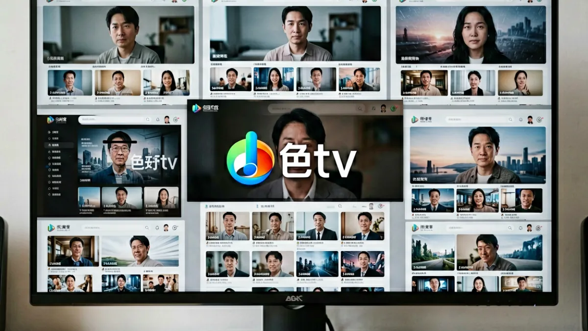 好色tv与多个同类视频平台并排展示在大屏显示器上，进行内容量与界面体验的横向对比