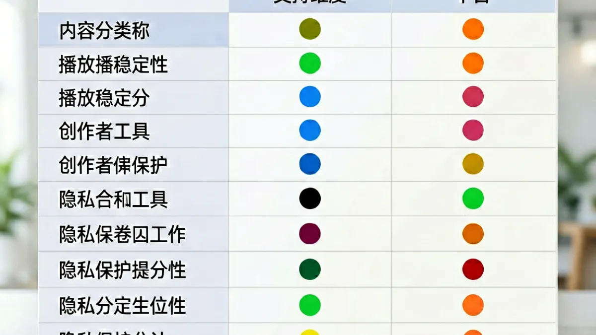 好色tv与竞品平台的功能对比示意图，直观展示标签体系、播放稳定性和隐私设置等维度的差异